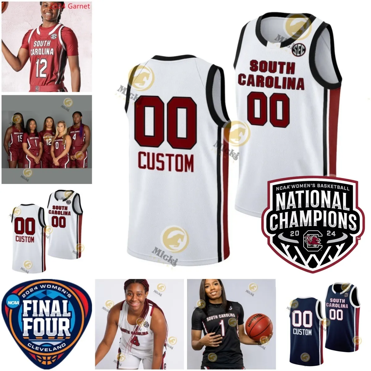 Destanni Henderson Aubryanna Bree Hall Carolina del Sur Gamecocks 2024 Campeones nacionales de baloncesto femenino Jersey Raven Johnson Kierra Fletcher Olivia Thompson