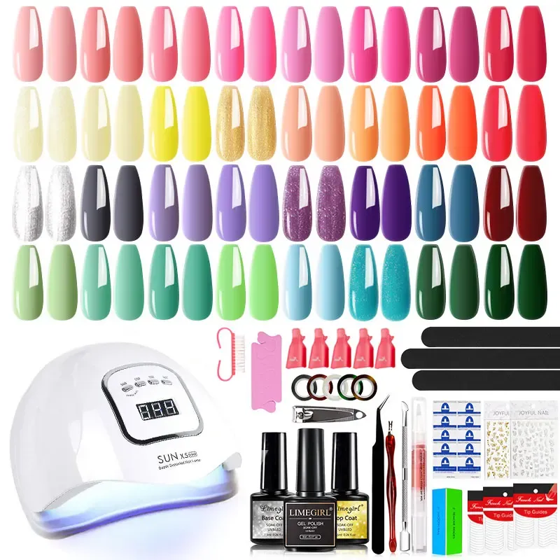 Kits Set à ongles multicolores Kit d'ongle en acrylique Sécheur de lampe à LED UV avec gel de ongle Kit POLOK FOAK OFF MANICure outils