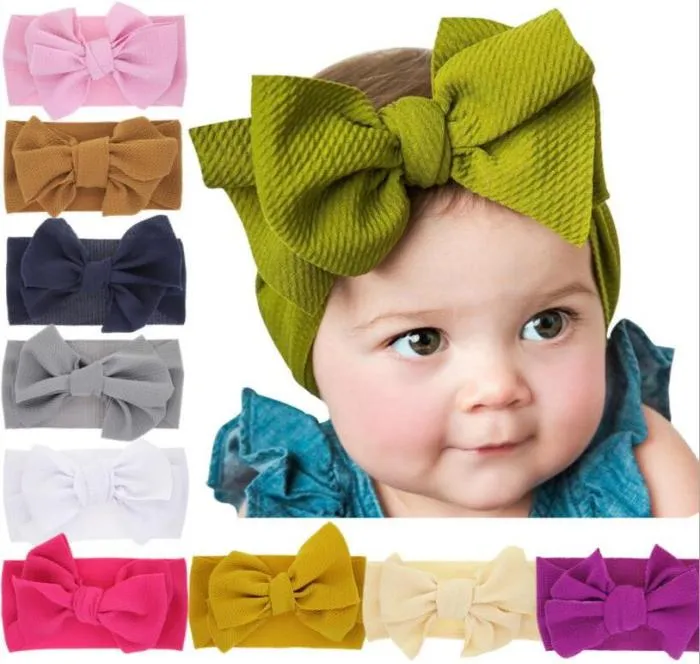 Bébé Girls Big Bow Cross Bandons pour enfants Écharpes Coiffes Bows Elastic Headwrearch Hair Band Headwrap Turban Knot Children Hair A1913936