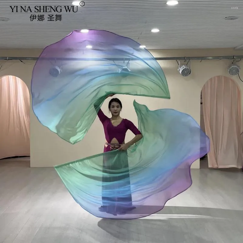 Stage Wear Dance Props Gradient Half-Circle Flag Colorful Gace Scarf Multi-Color With Stick Sport Meeting Performance PR
