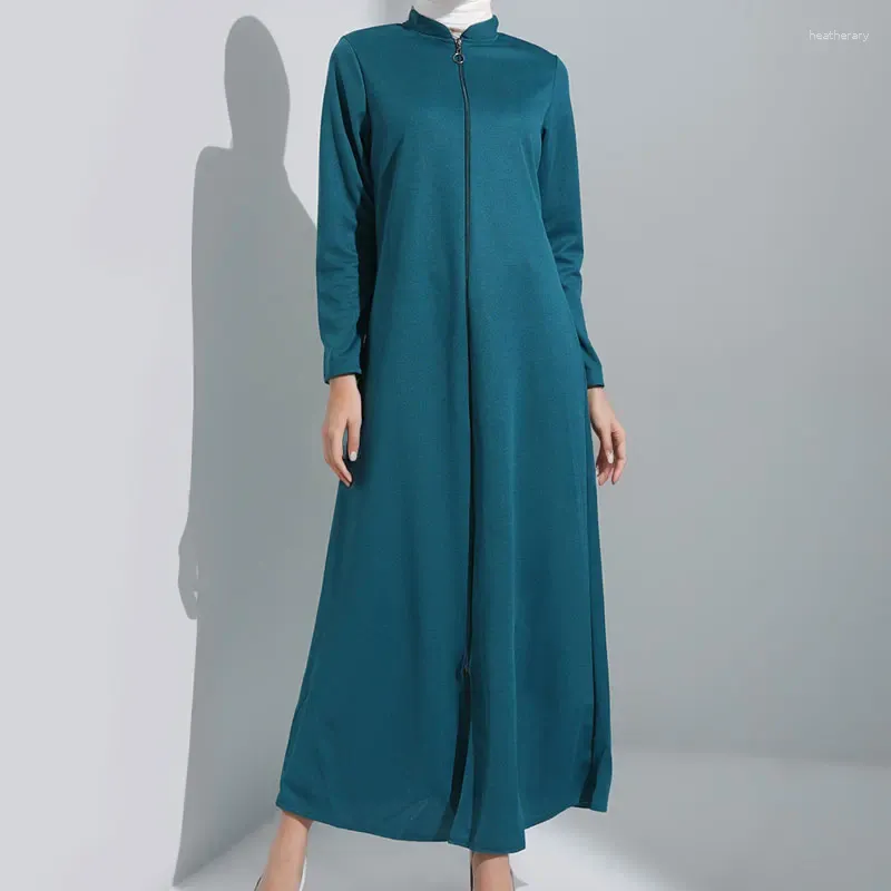 Abiti etnici a manica lunga abito verde musulmano islamico musrimah dubai donna cardigan aperto abaya conservatori vestidos elegantes para mujer