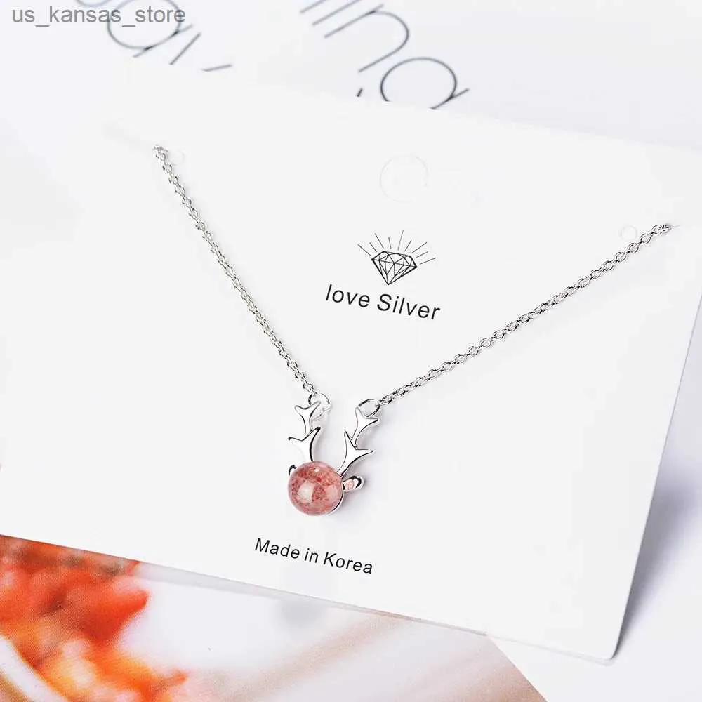 Colliers de pendentif 925 Colliers de lutte contre la fraise en cristal en argent sterling