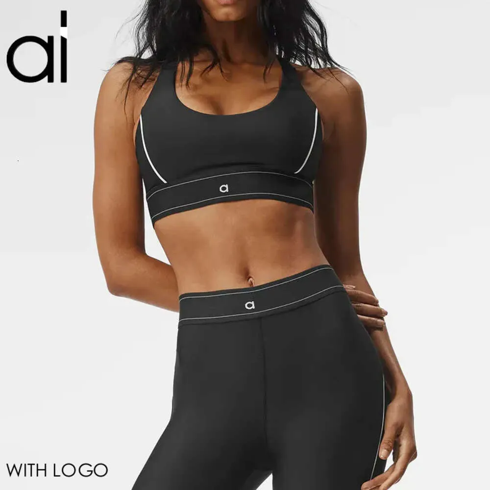 Sports Al Yoga Bras Top+pantaloni si adattano a cinghie regolabili medio supporto giubbotto da jogger ad alto rischio di gamba in stile boxer danza danza da pilates musa reggiseno