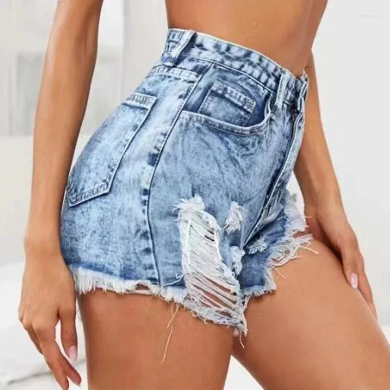Frauen Jeans schlanke Jeans-Shorts für Sommer-Oberbekleidung mit hohen taillierten Sportarten und ungezwungenen Risshosen lose Strandhosen