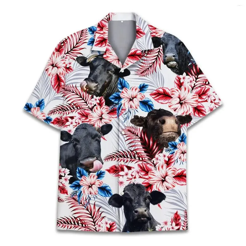 Мужские повседневные рубашки смешной скот летняя гавайская рубашка 3d мужчина женская одежда мода пляж пляж с короткими рукава