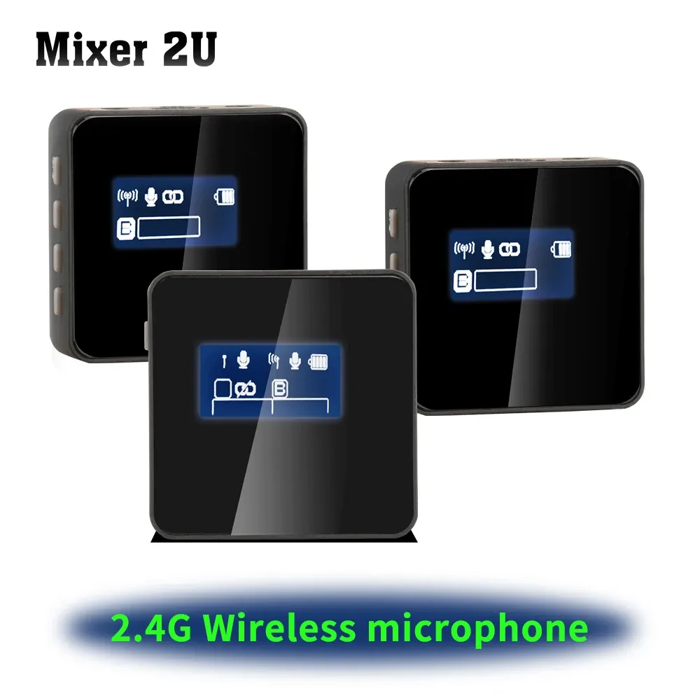 Microfones Mic 2U Wireless Lavalier Microphone Sändare Mottagare Kamera Intervju Lapel Microphone för ASMR YouTube Video Wireless Mic