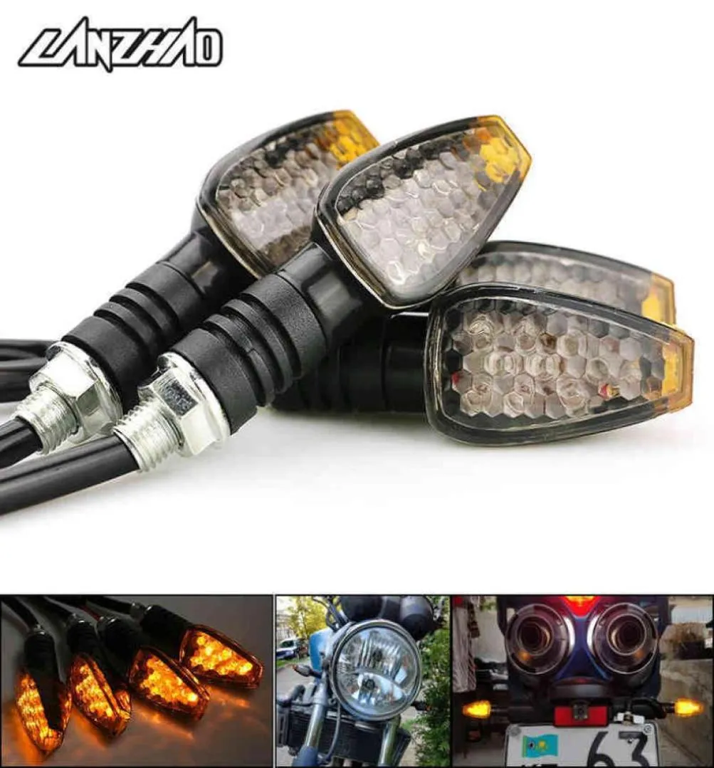 4pcsset Universal Motorcycle LED إشارات طويلة لطفلة الإشارة مؤشر الإشارة الأضواء وميض الفلاش الملحقات العنبر 8760608