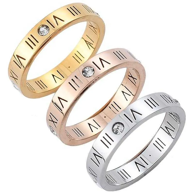 Hot Selling Titanium Steel Digital Ring Mood Simple Gold Fashion Lovers Jewelry