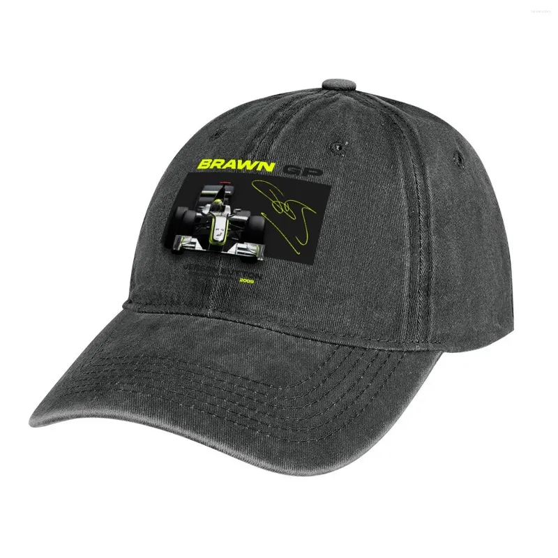 Berets Jenson Button - Brawn GP Cowboy Hat Sunscreen Luxury Cap Christmas Fishing Women Caps Men's