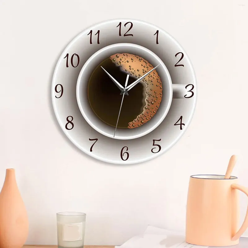 Duvar Saatleri Kahve Saat Modern Kapalı Yuvarlak Akrilik Sessiz Asma Arap Sayılar Ev Ofis Dekor