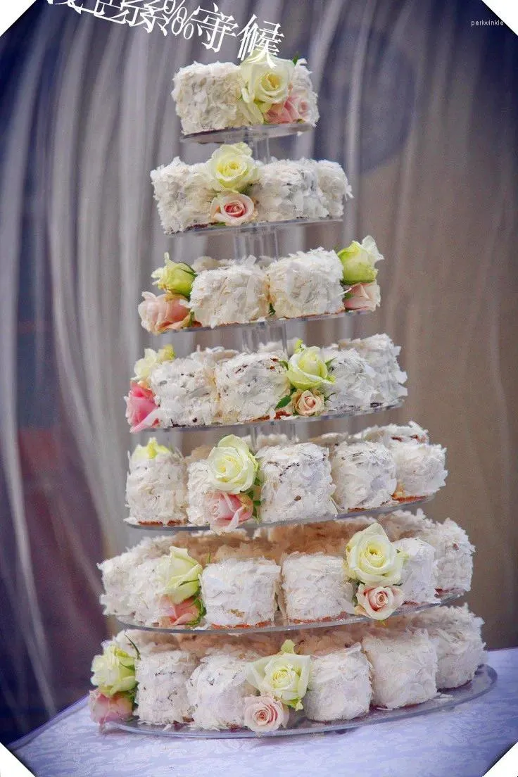 Fournitures de fête !!!Décoration du support de gâteau de mariage en acrylique à 7 niveaux