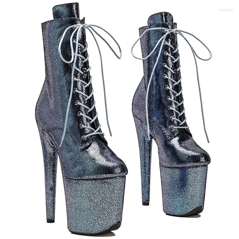 Sapatos de dança Laijianjinxia moda de couro genuíno superior 20 cm/8 polegadas pólo dança de salto alto plataforma feminina botas modernas 207