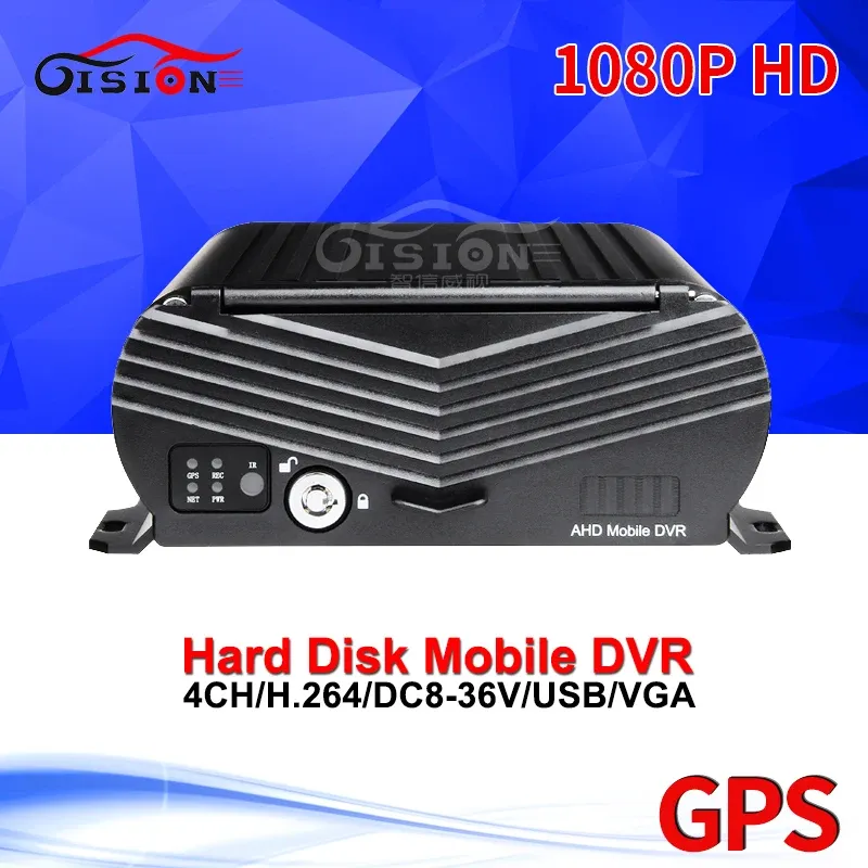 Registratore 1080p GPS HDD 4CH AHD Vehcile Mobile DVR Supporto per videoconometro per videoconometro per auto a disco rigido MDVR I/O Registrazione del ciclo di riproduzione dell'allarme