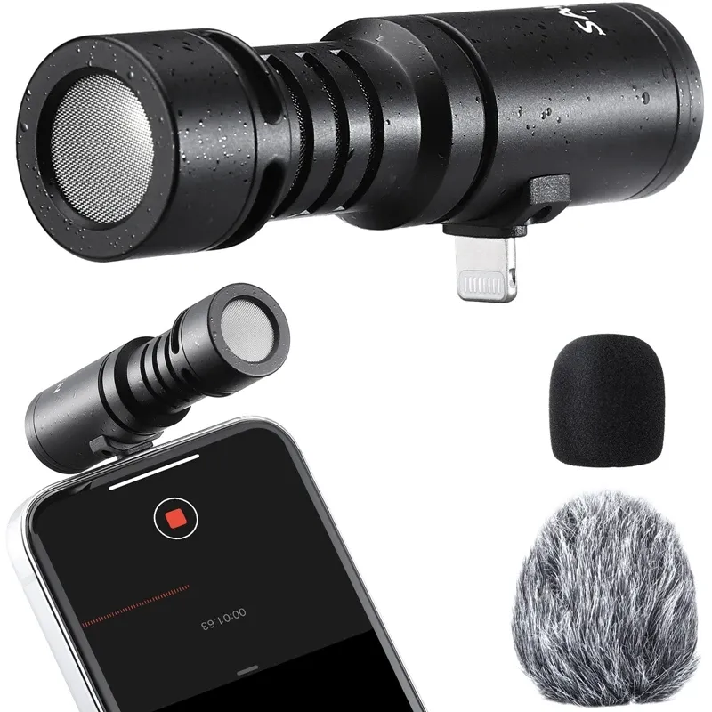 Mikrofoner Sairen Mini -mikrofon med Lightning Type C -gränssnitt för iPhone -smartphone Voice Recording Live Broadcast Mic