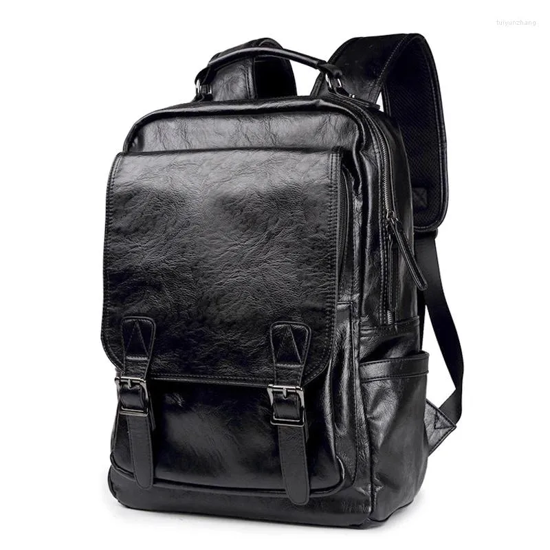 Sırt çantası Anti Hırsızlık Erkekleri Dizüstü Tokallar Erkek Kadınlar İçin Sırt Çantaları Erkek Preppy Style School Bag Kapağı Seyahat PU Deri
