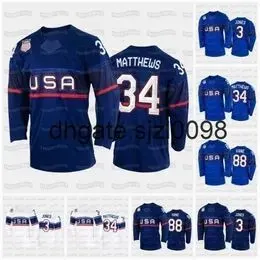 SjSj98 Team USA 2022 Winter Hockey Jersey Auston Matthews Patrick Kane Seth Jones Jack Eichel Matthew Tkachuk Charlie McAvoy Johnny Gaudreau T.J.