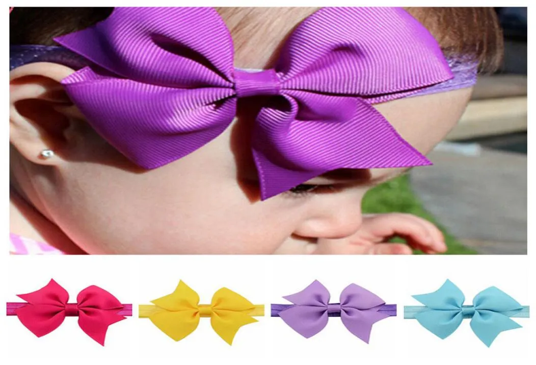 Baby Bow Hair Bands 20 Design Solid Elastic Band Baby Bandbands Kids Headwear Girls Hair Hairs Bands 078479994