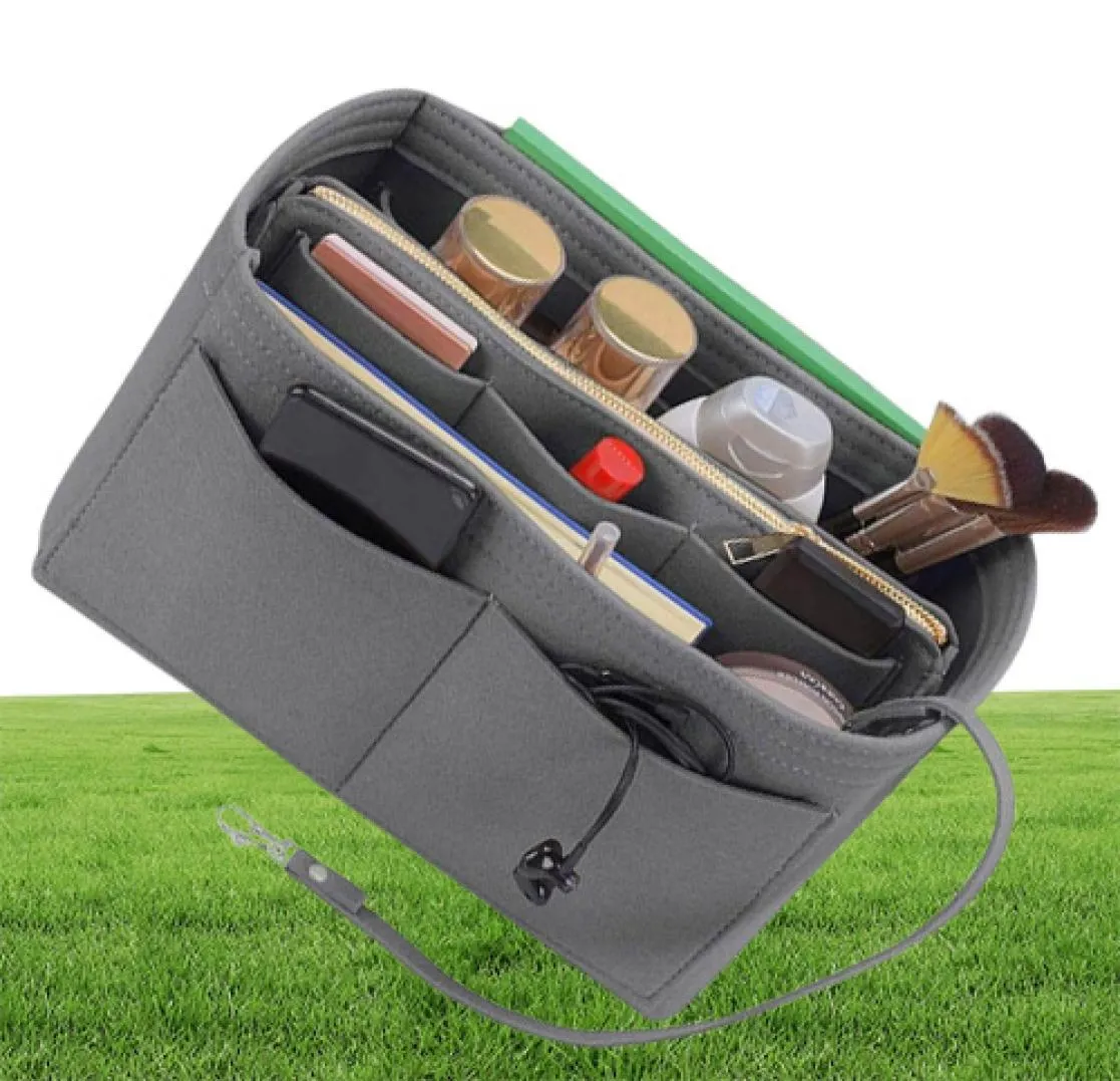 Purse Organizer Insert Felt Bag With Zipper Handbag Tote Shaper Multi Pockets LX9F Cosmetic Bags Cases7743025