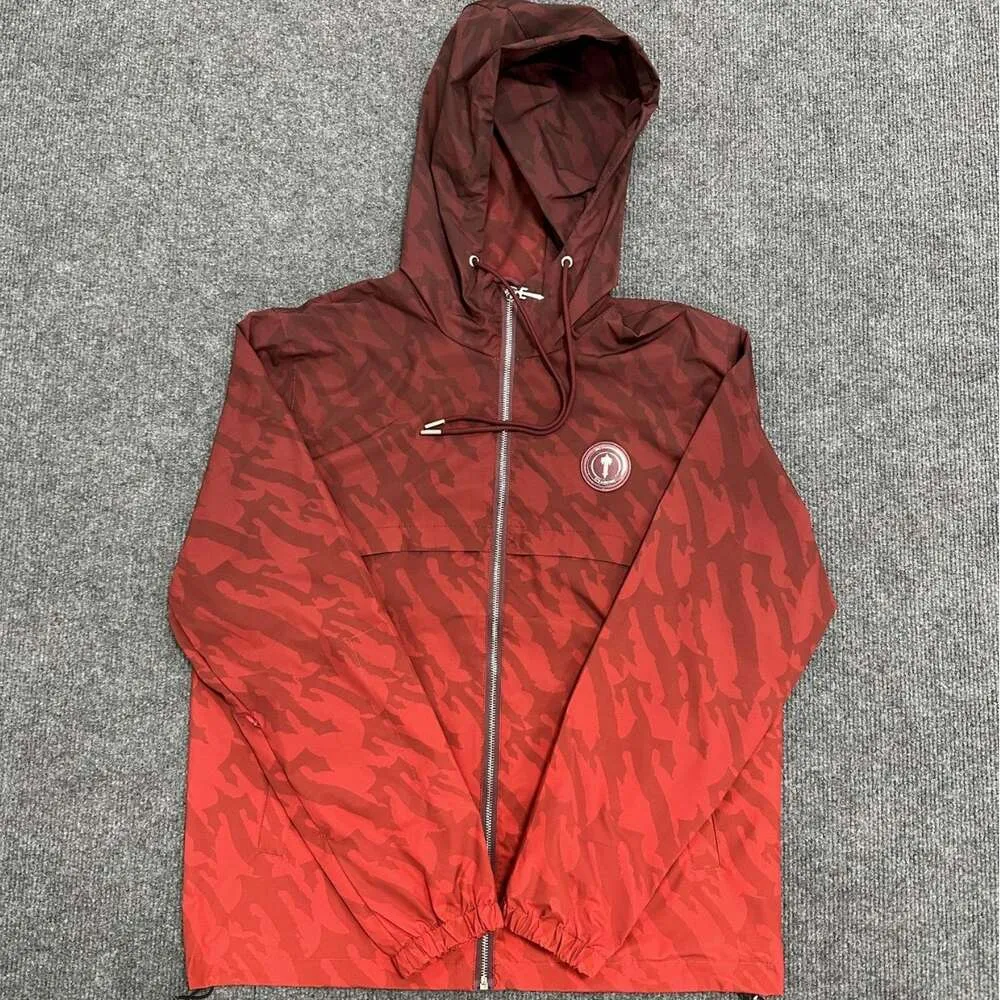 Trapstar Spring and Autumn Hooded Trendy Brand New Jacket Red Long Sleeved Windbreaker Rush Coat Unisex