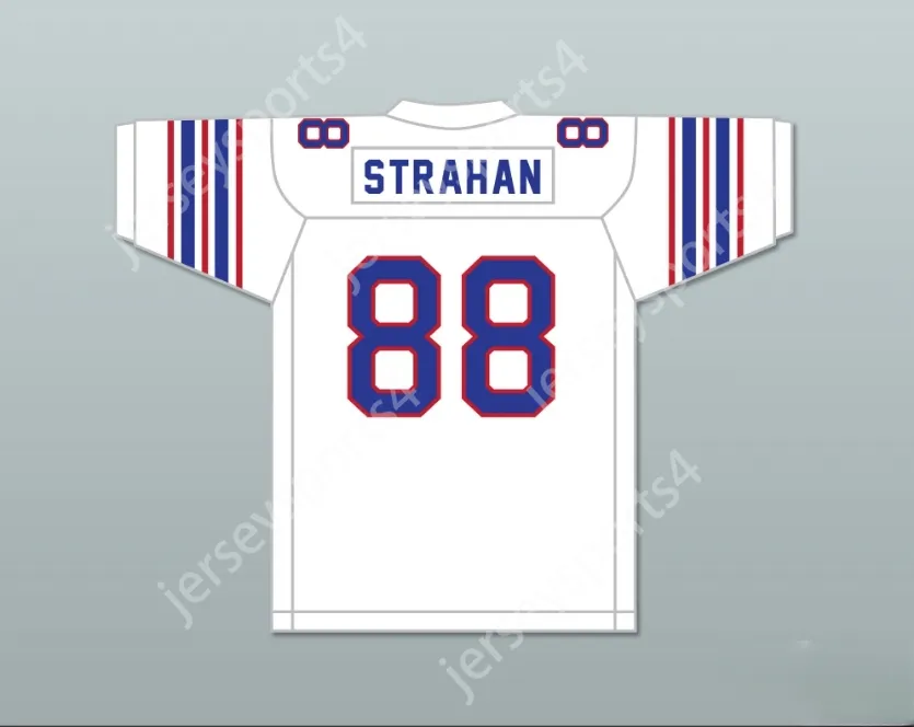 CUSTOM Michael Strahan 88 Westbury High School Huskies White Football Jersey Top Stitched S-6XL