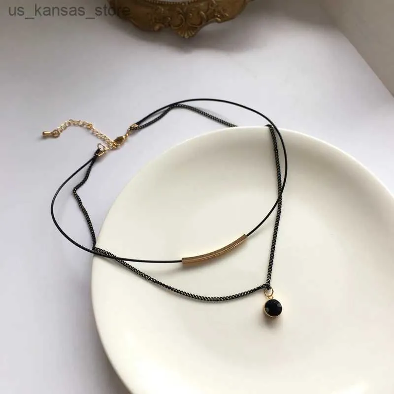 Pendant Necklaces Fashion Jewelry Necklace Gift 2020 New Design Metal Tube Black Necklace For Women Jewelry Gifts240408WACO