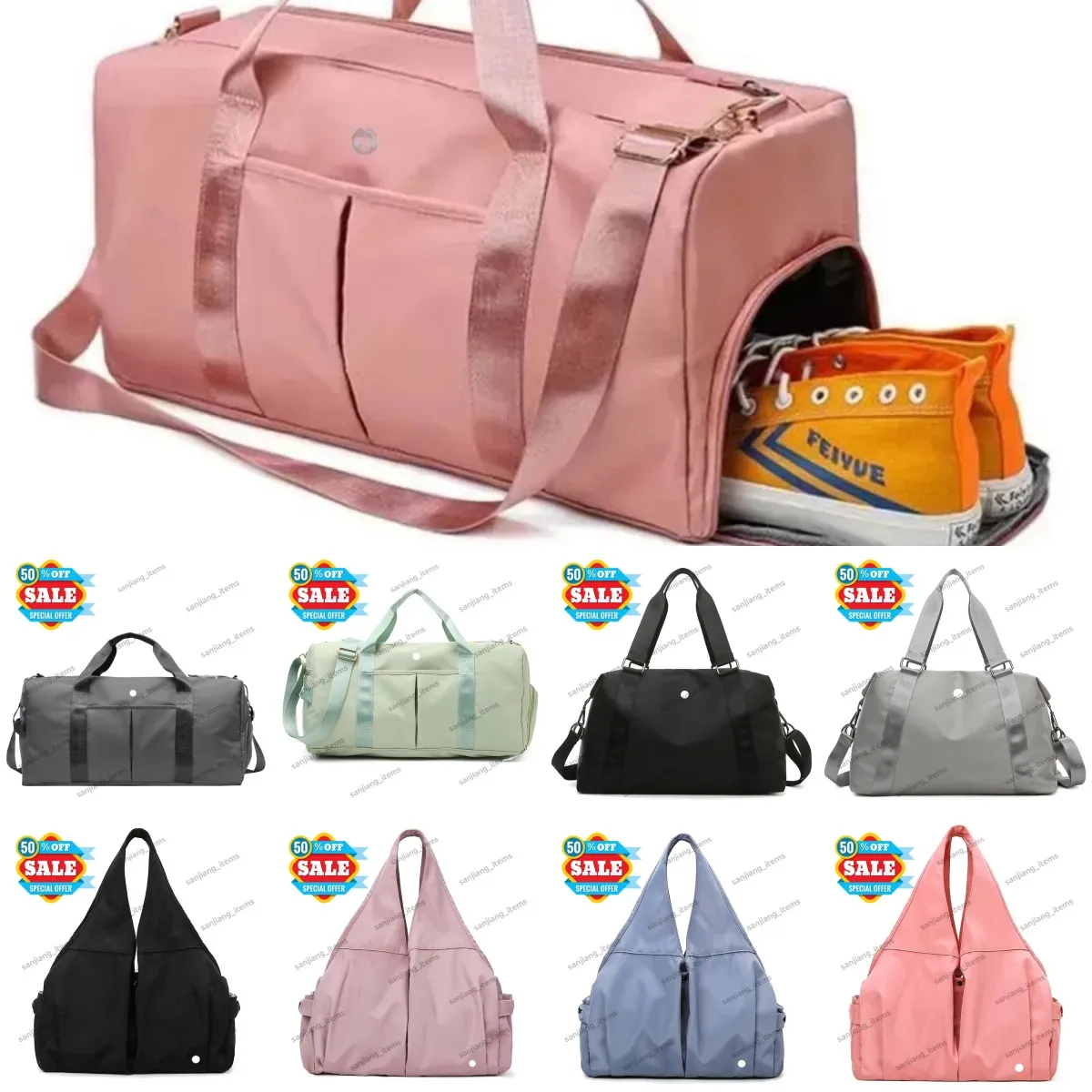 Tasarımcı Duffle Bag Lu 40cm 50cm Seyahat Bagajı Kadın Erkekler Naylon Toates El çantası Büyük Kapasiteli Çapraz Omuz Çantaları Büyük Boyut Spor Eğitimi Seyahat Yoga Çantaları