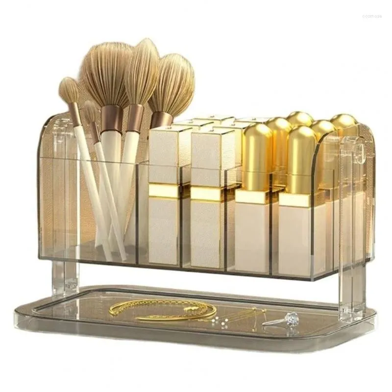 Förvaringslådor Desktop Cosmetic Box Makeup Brush Organizer Smycken Läppstiftutrymme Behållare för badrumshylla bänkskiva G6KA