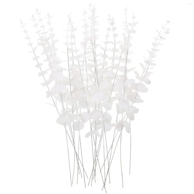 Fleurs décoratives 20 PCS Eucalyptus artificiel Feuilles de la mariée Garland Garland Feuille de fleur de soie de remplissage pour décoration maison