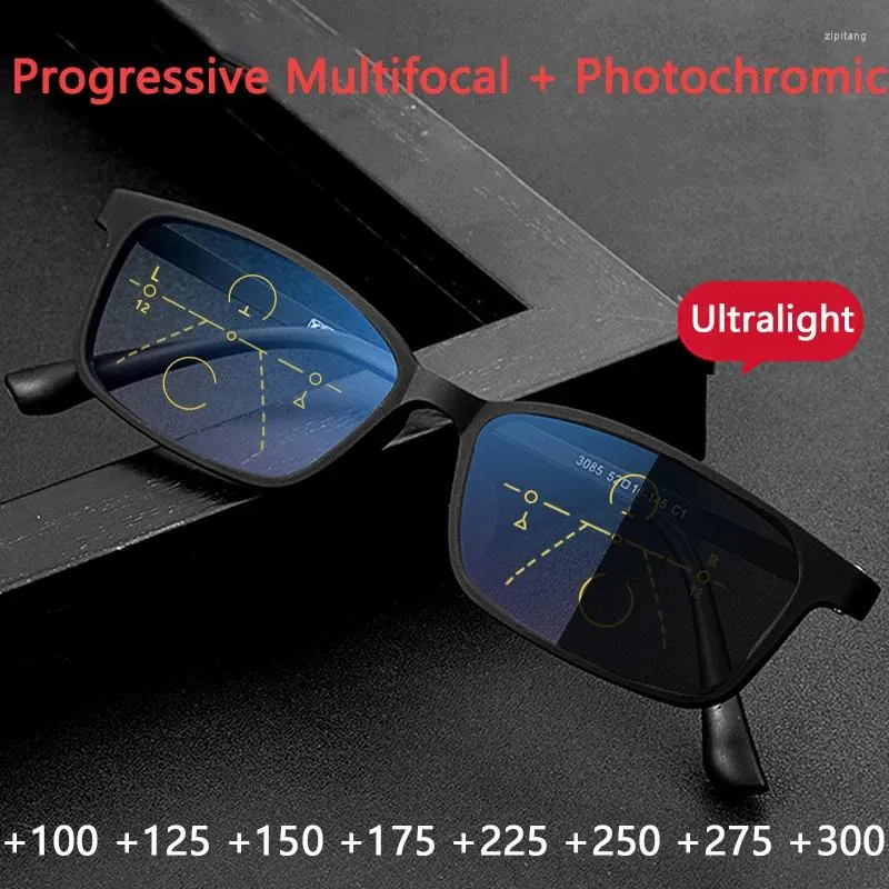 サングラスの男性Pochromic Multifocal Reading Glassesブロック有害な光線保護女性TR90超軽量チタン合金