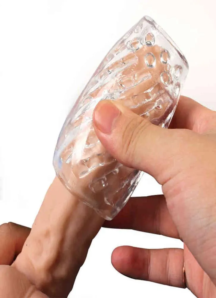 9cm Transparent Male Masturbator Artificial Pussy Vaginal for Men 18 Glans Sucking Spikes Exerciser Sex Toys Erotic 05165681378