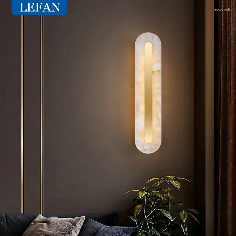 Wall Lamp Modern Light Luxury Marble Copper Villa Living Room Long Strip TV Background Bedside