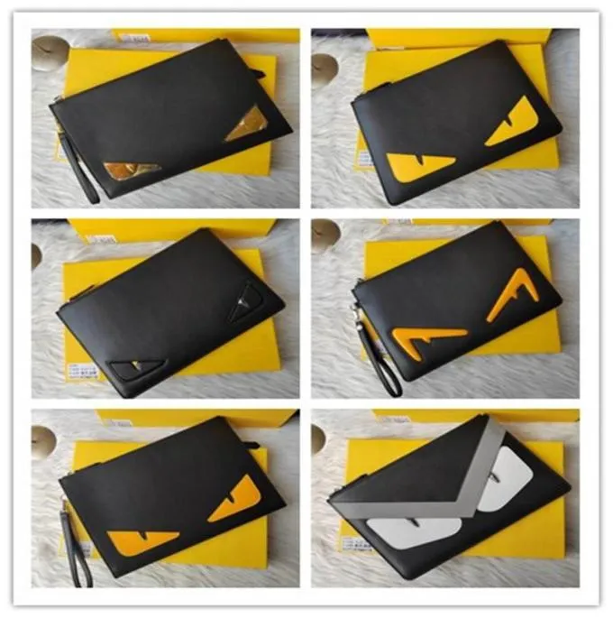 المصمم 7NO110 روما أصفر عيون جلدية أسود Bifold Wallet3036751