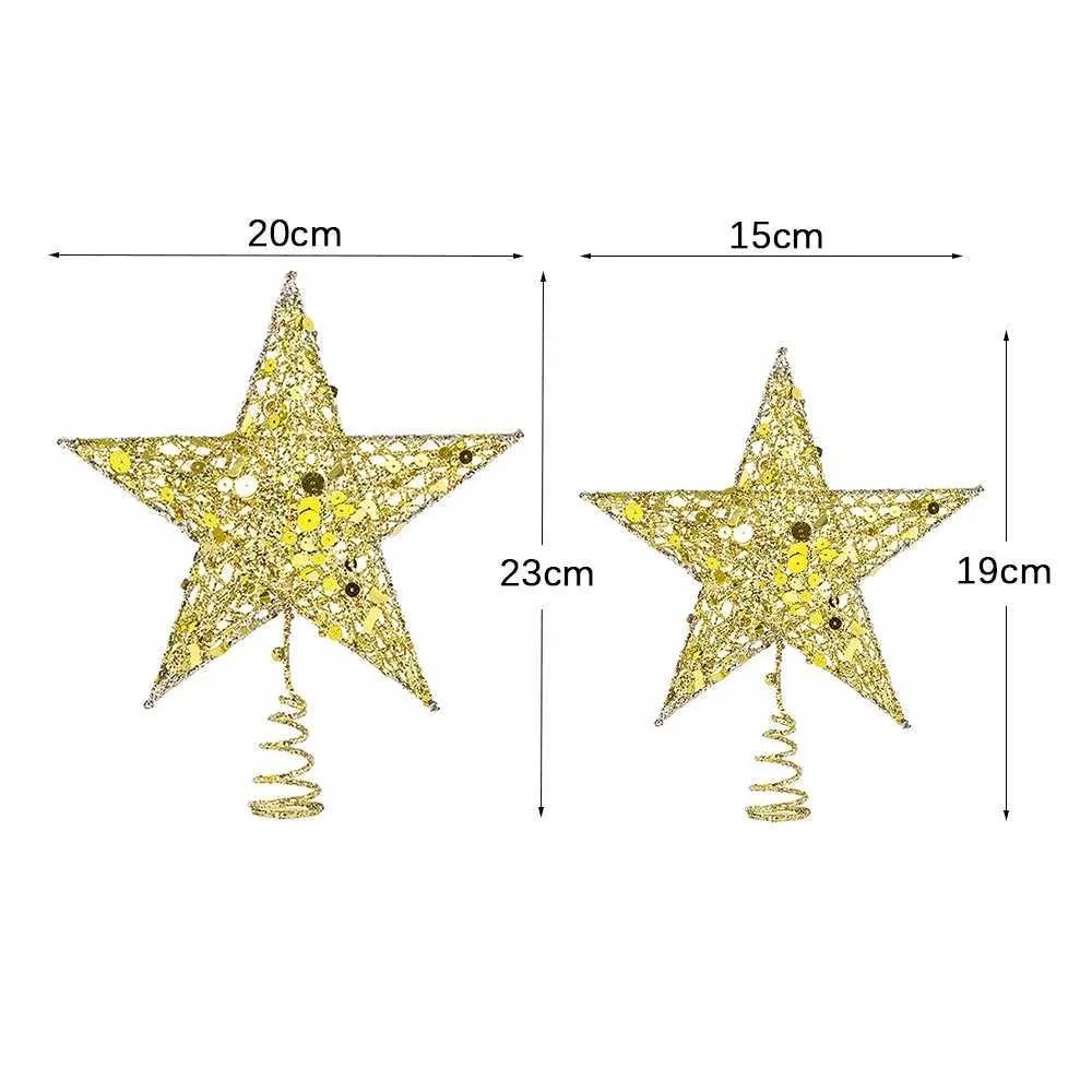 XJ241107 Gold Glitter Christmas Tree Topper Stars 20/15cm Iron Red And ...