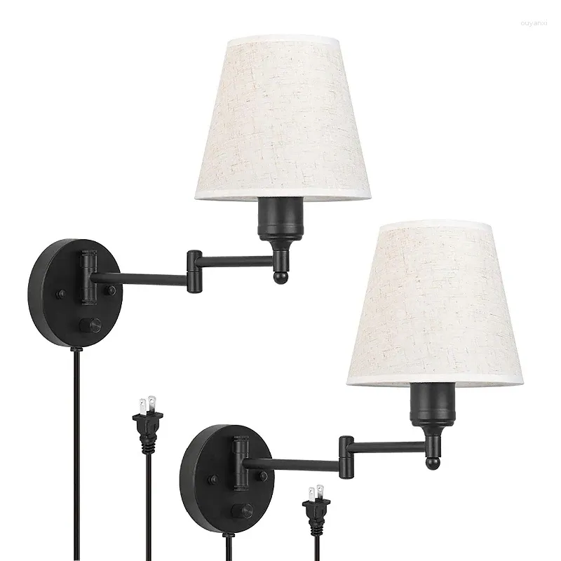 Wall Lamps Two Modern LED Fabric Bedroom Bedside Lamp American Style European El Corridor Aisle Lights E27