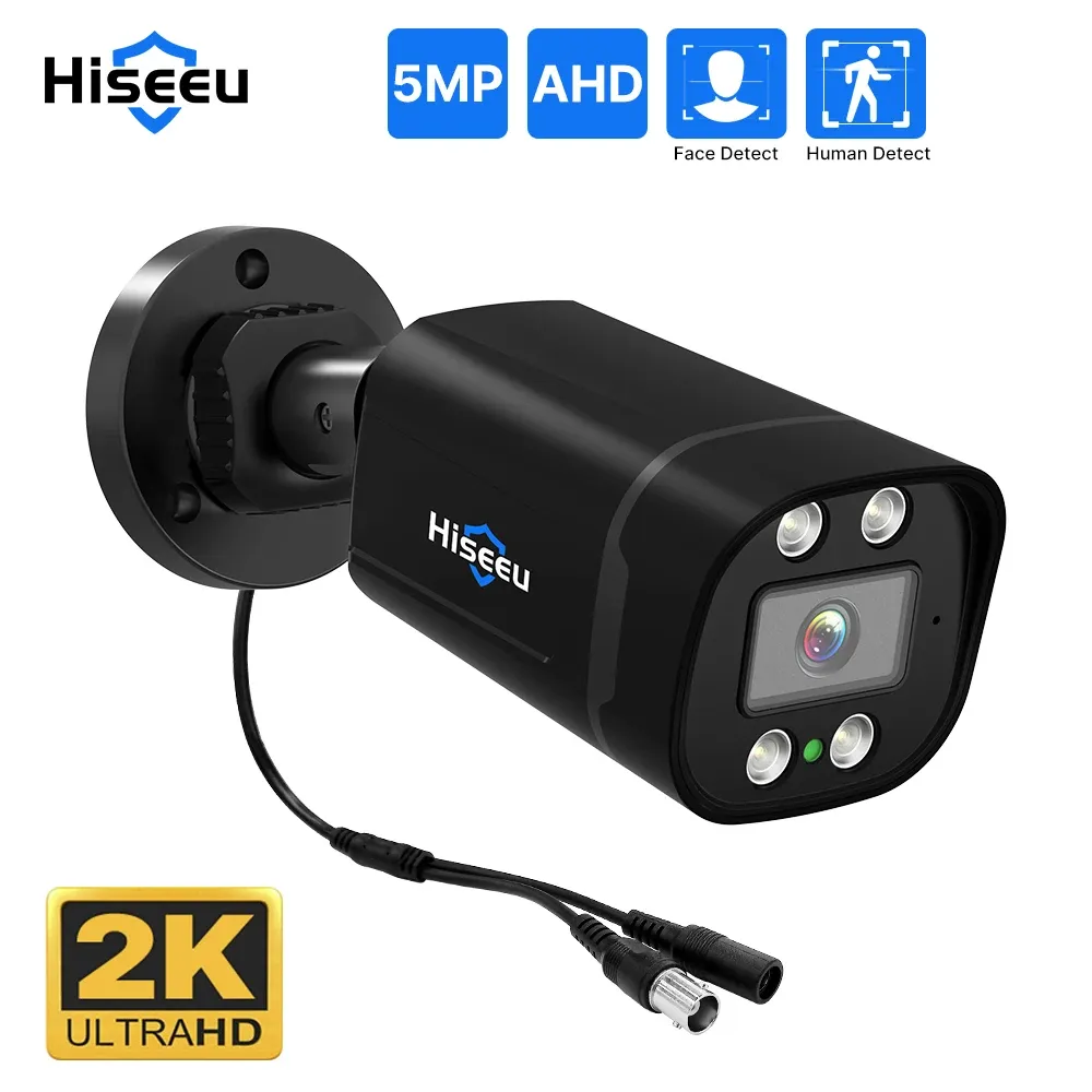 Kameror Hiseeu 1080p AHD CCTV Bullet Camera 5MP Face upptäcker utomhussäkerhet Analoga videoövervakningskameror för AHD DVR System Xmeye