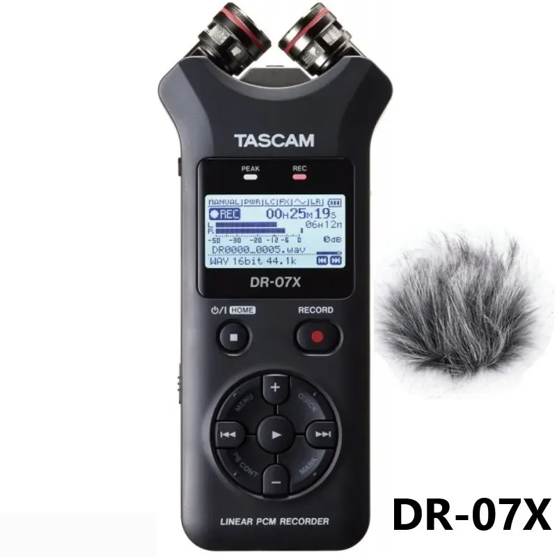 플레이어 TASCAM DR07X DR07X 인터뷰를위한 휴대용 디지털 음성 레코더 MP3 HD 소음 감소 녹화 펜 USB 오디오 인터페이스