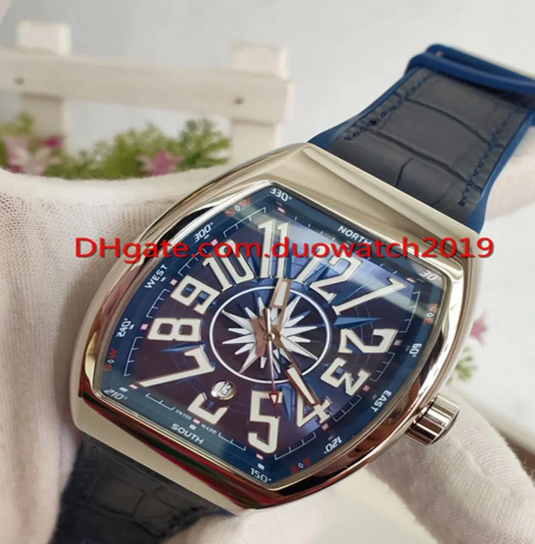 Nouvelle collection de montres sportives pour hommes de qualité supérieure Vanguard V 45 SC DT Yachting Blue Date Date Automatic Mens Watch Silvery Case 4447133