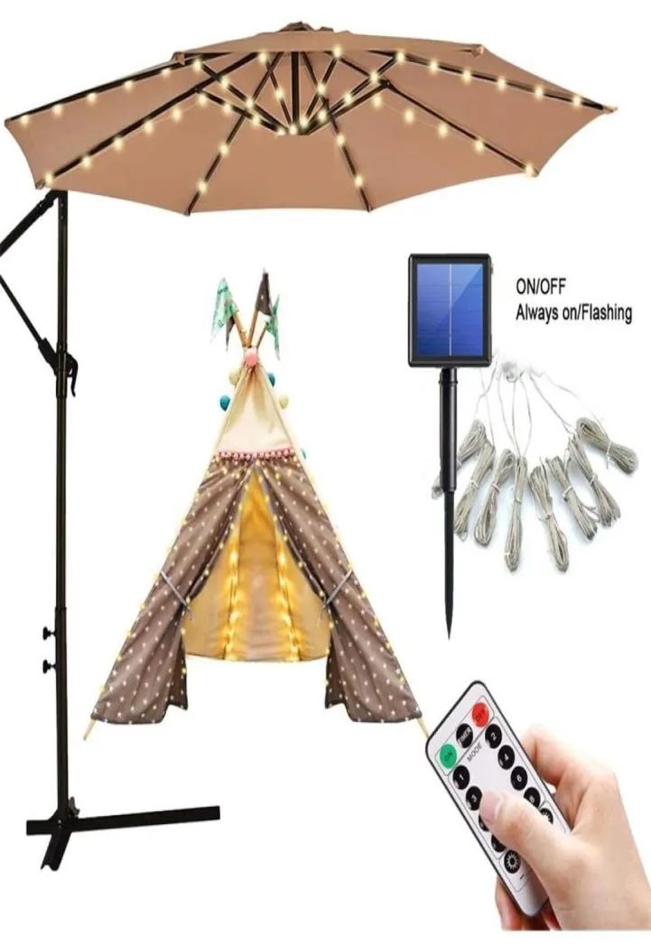 104 LED SOLAR傘の妖精ライト屋外ガーデンパラソル弦ライトテントキャンプビーチ装飾カラフルなリモート8モード21115214948