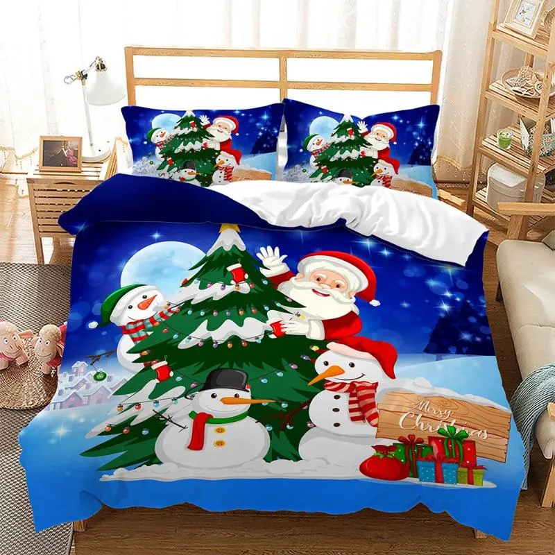 Set di biancheria da letto Copertina trapunta di Natale Babbo Natale Regalo per festività 3D 3D