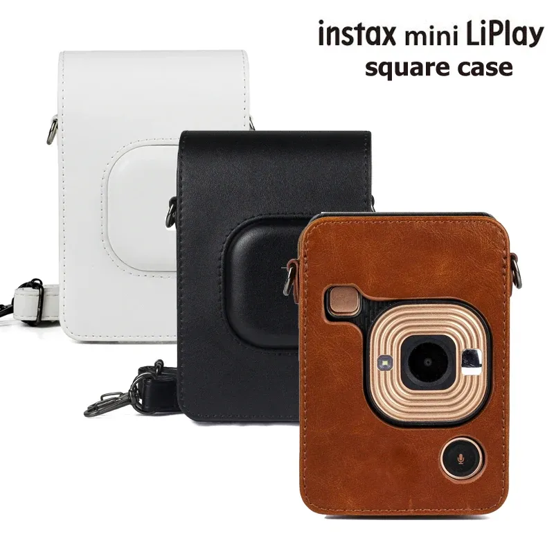 Złącza do Fujifilm Instax Mini Liplay Hybird Instant Film Camera Retro PU Skórzana obudowa noszenie torby na ramię czarny brązowy biały