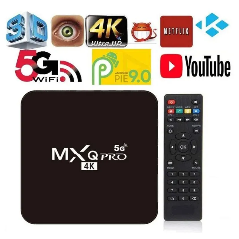 ボックススマートテレビボックスAndroid 10.0 MXQ Pro 4K AllWinner H3 1G 8G 3D 2.4G WiFi Google Play YouTubeメディアプレーヤー非常に速いSettop TV Box