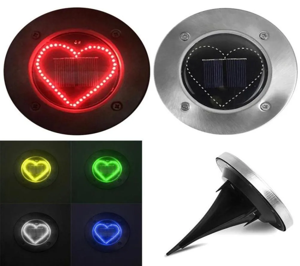 53 LED Solar Power Heart Shape Buried Light Under Ground Lamp Outdoor Path Way Garden Gradient Decking5551986