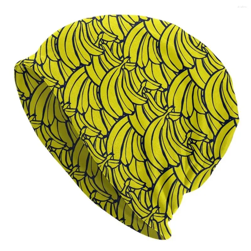 Boinas Capas de plátano amarillas Vintage Autumn Winter Street Skullies Gorro Gorro Summer Cabeza cálida Capazón de tejer sombreros de tejido de tejido