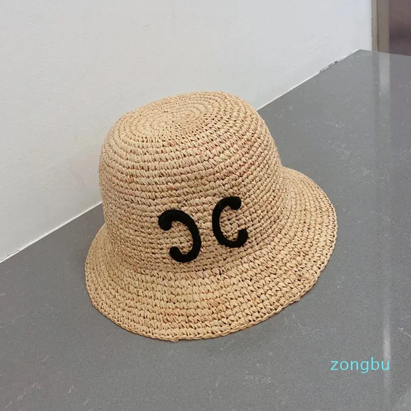 دلو المصمم للنساء القش أزياء يدوية المنسوجة غطاء رجالي الصيف قبعات شاطئ كبير القبعات الحافة القبعات غروب الشمس