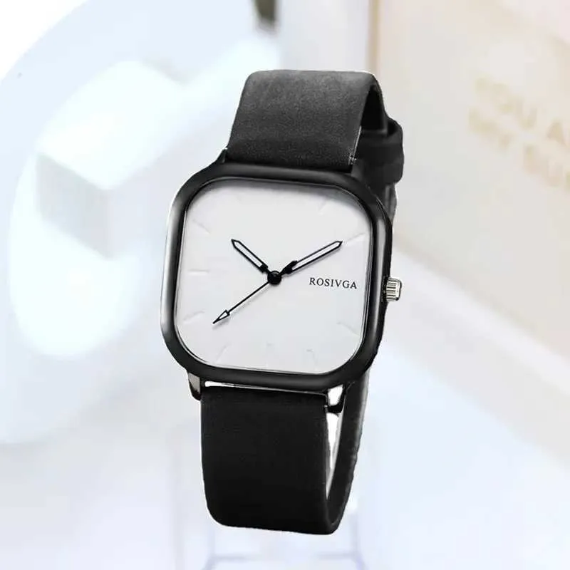 Inne zegarki Mens Business Watch Watch Fashion Watch Prosty kwadratowy pokrętło skórzany kwarc zegarek męski zegarek dla kobiet Montre Hommel240408