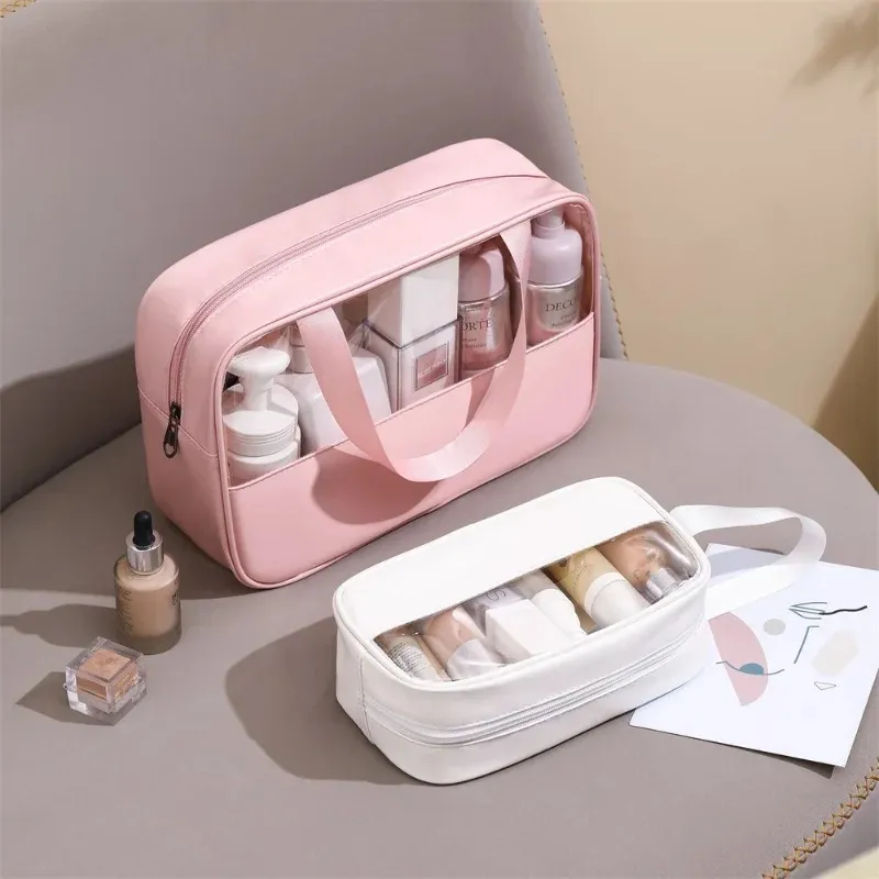 Patchwork Cosmetic Bag Makeup Storag Bag Translucent Large Capacity Bath Bag Waterproof Portable Travel Storage Case Organizer