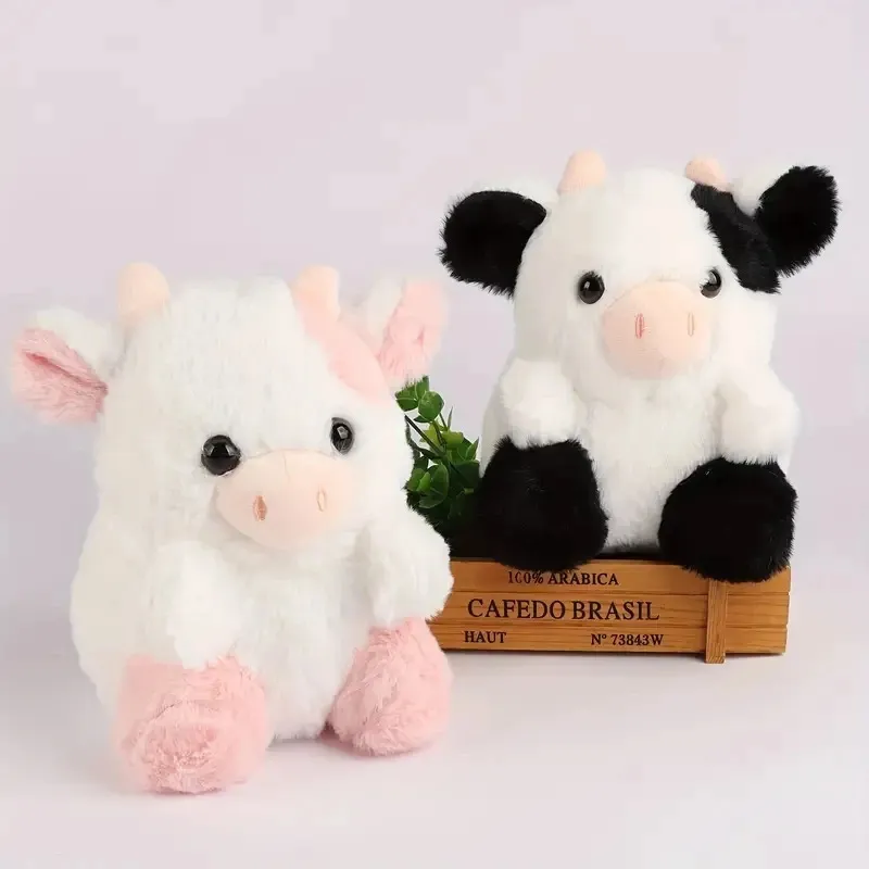 20cm787in Kawaii Strawberry Cow Soft Fluched Plushie Doll Animal For Kids Fans Collection 240325