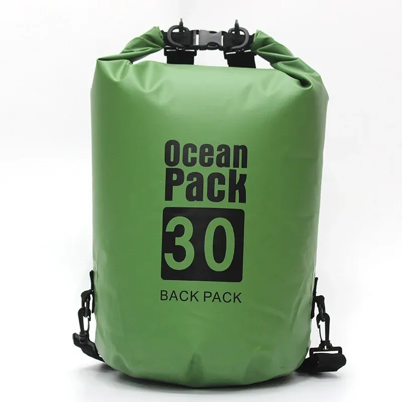 Saco seco à prova d'água de PVC 5L 10L 20L 30L de mergulho ao ar livre Man Women Women Beach Bolsa de natação Rafting River Ocean Backpack