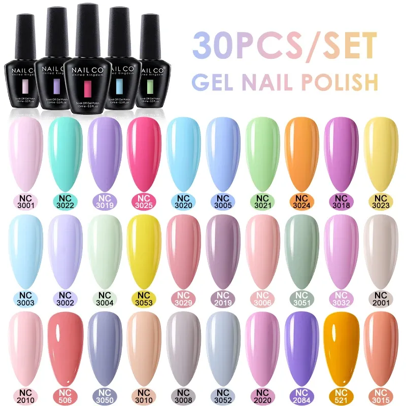 Gel Nailco 15ml 30pcs/set GelマニキュアUV Lakiery Hybrydowe Nails Art for Colors