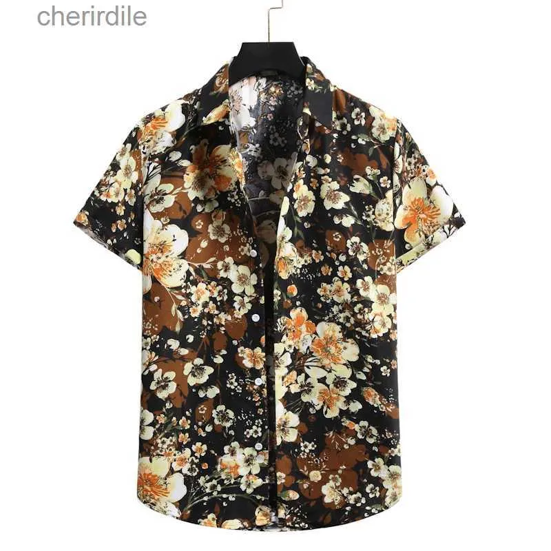 Casual shirts voor heren Vintage Hawaiiaans bloemenhemd voor heren 2022 Zomer Nieuw strandhirt met korte mouwen voor heren tropisch alloha shirt vakantievakantkleding YQ240408